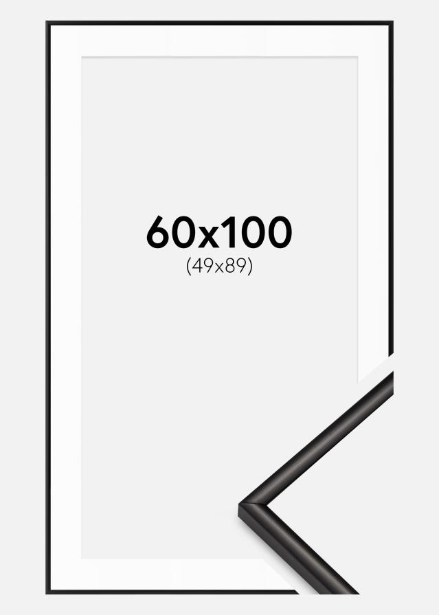 Ram med passepartou Rahmen Scandi Matt Schwarz 60x100 cm - Passepartout Weiß 50x90 cm