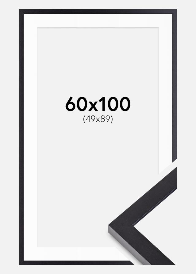 Ram med passepartou Rahmen Selection Schwarz 60x100 cm - Passepartout Weiß 50x90 cm