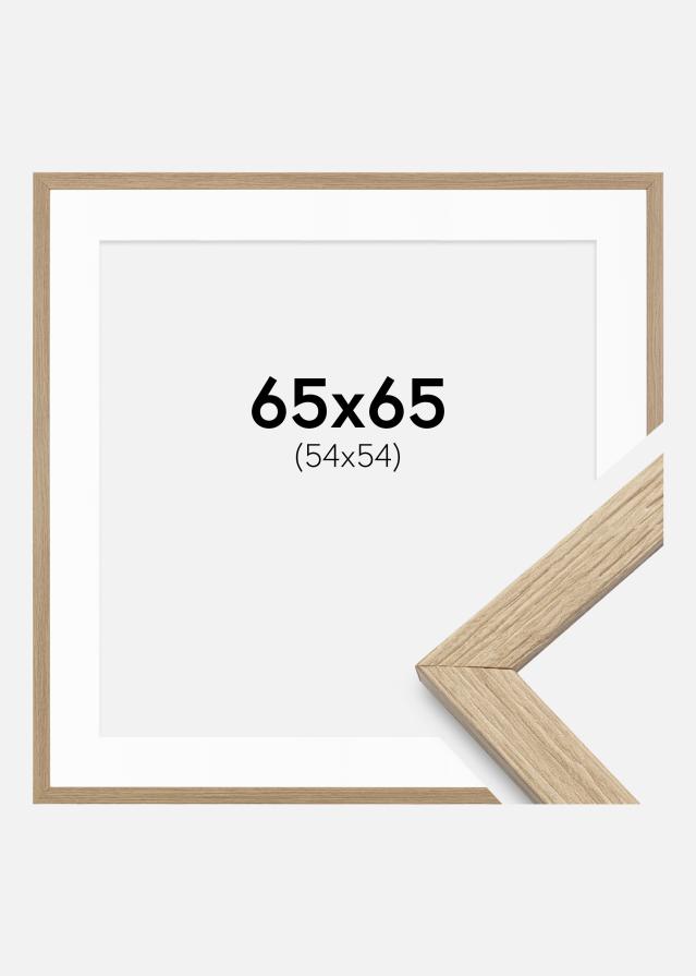 Ram med passepartou Rahmen Stilren Eiche 65x65 cm - Passepartout Weiß 55x55 cm