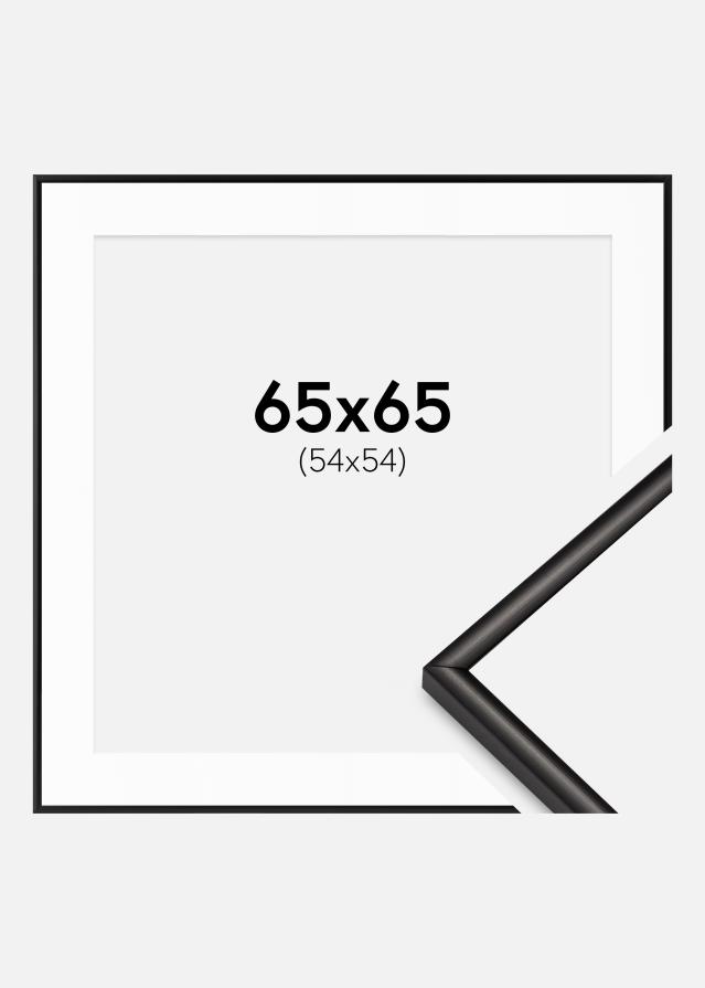 Ram med passepartou Rahmen Scandi Matt Schwarz 65x65 cm - Passepartout Weiß 55x55 cm