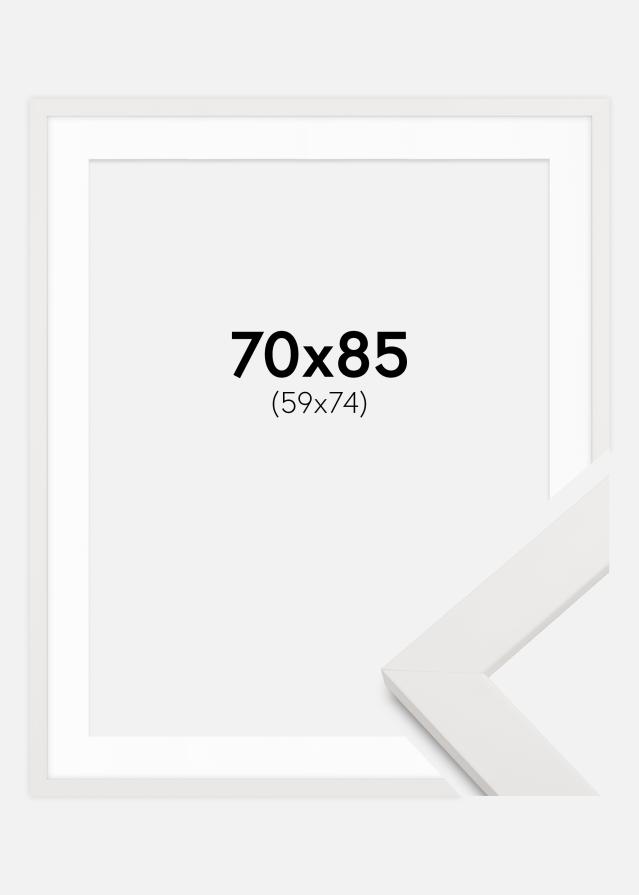 Ram med passepartou Rahmen Weiß holz 70x85 cm - Passepartout Weiß 60x75 cm