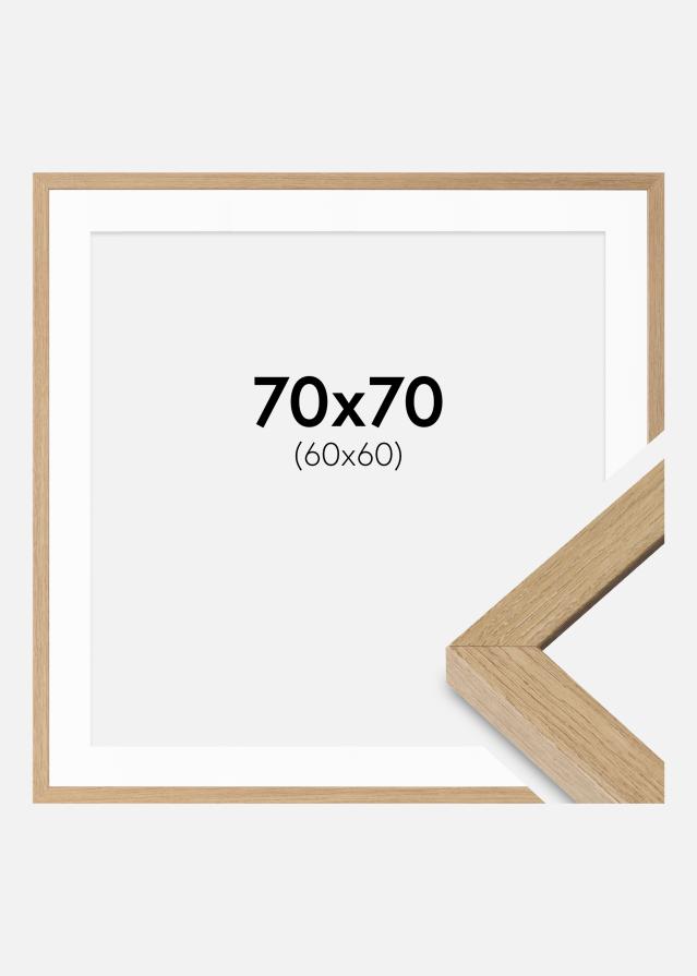 Ram med passepartou Rahmen Hermes natürlich Eiche 70x70 cm - Passepartout Weiß 61x61 cm