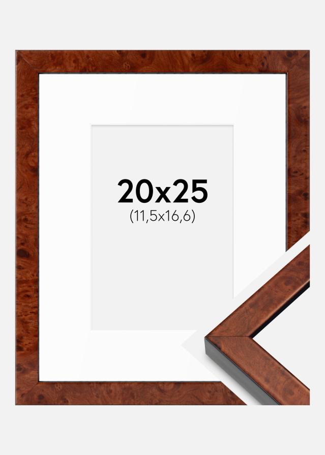 Ram med passepartou Rahmen Hermes Walnuss 20x25 cm - Passepartout Weiß B6 125x176 mm