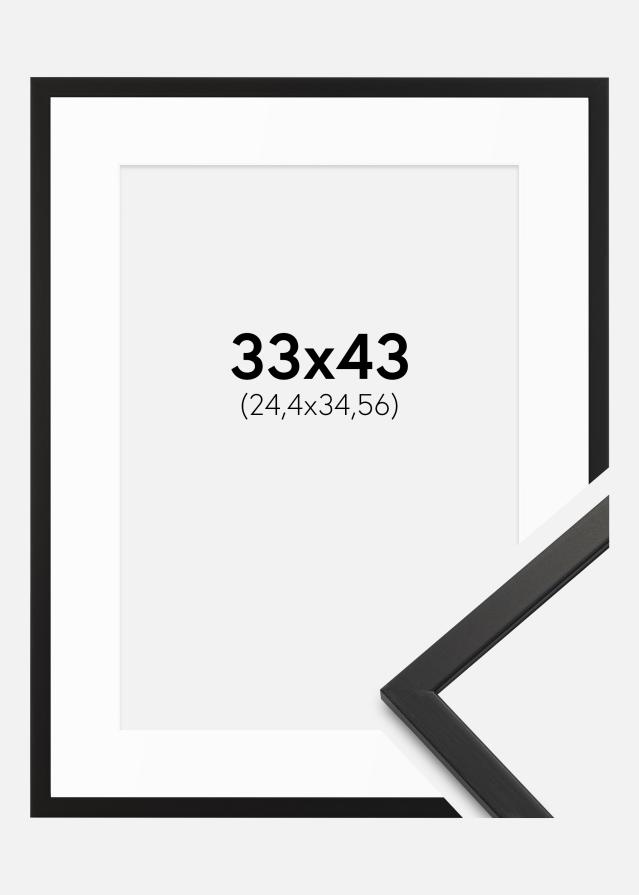 Ram med passepartou Rahmen Edsbyn Schwarz 33x43 cm - Passepartout Weiß 10x14 inches