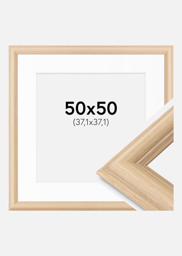 Ram med passepartou Rahmen Västkusten Eiche 50x50 cm - Passepartout Weiß 15x15 inches
