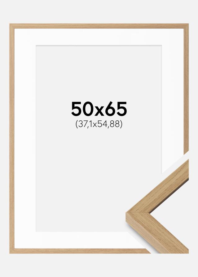 Ram med passepartou Rahmen Ares Natur Eiche 50x65 cm - Passepartout Weiß 15x22 inches