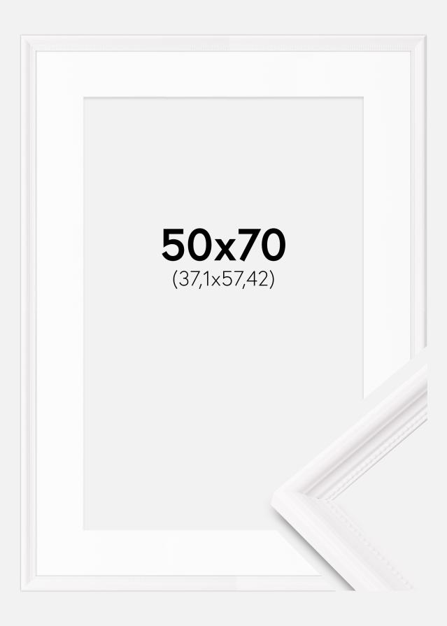 Ram med passepartou Rahmen Gala Weiß 50x70 cm - Passepartout Weiß 15x23 inches