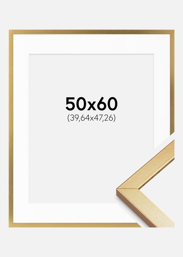 Ram med passepartou Rahmen Minerva Gold 50x60 cm - Passepartout Weiß 16x19 inches