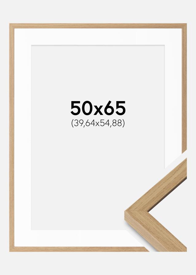 Ram med passepartou Rahmen Ares Natur Eiche 50x65 cm - Passepartout Weiß 16x22 inches