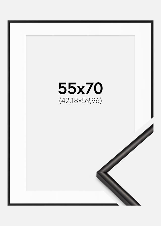 Ram med passepartou Rahmen Scandi Matt Schwarz 55x70 cm - Passepartout Weiß 17x24 inches