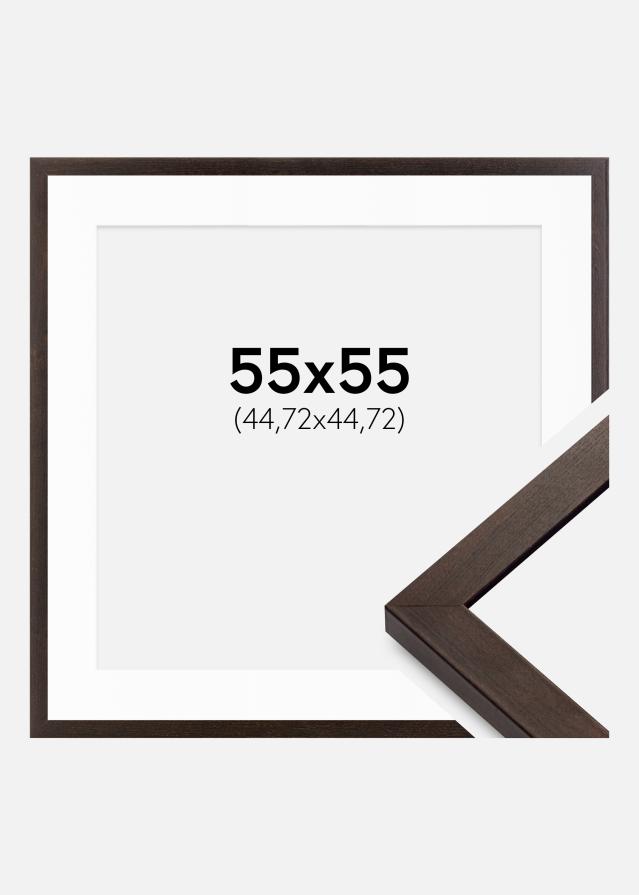 Ram med passepartou Rahmen Selection Walnuss 55x55 cm - Passepartout Weiß 18x18 inches
