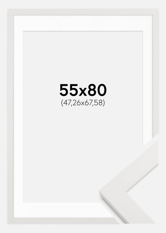Ram med passepartou Rahmen Weiß holz 55x80 cm - Passepartout Weiß 19x27 inches