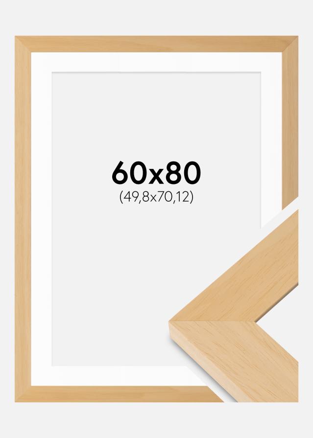 Ram med passepartou Rahmen Juno Holz 60x80 cm - Passepartout Weiß 20x28 inches