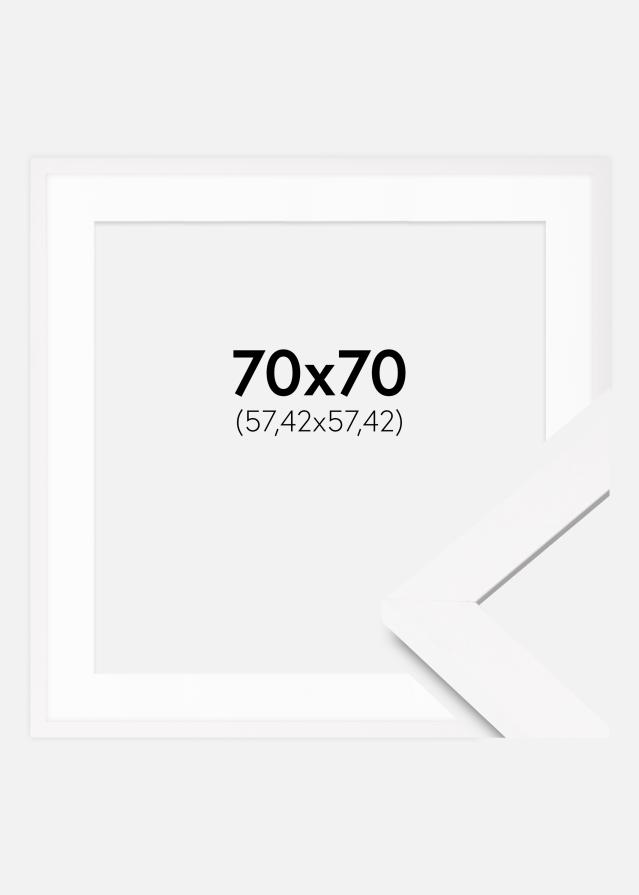 Ram med passepartou Rahmen BGA Classic Weiß 70x70 cm - Passepartout Weiß 23x23 inches
