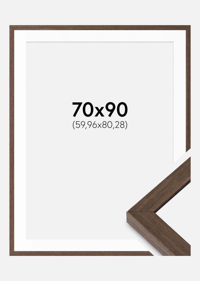 Ram med passepartou Rahmen Hermes Walnuss 70x90 cm - Passepartout Weiß 24x32 inches