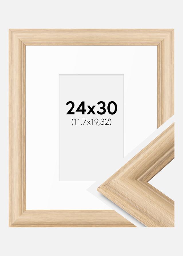 Ram med passepartou Rahmen Västkusten Eiche 24x30 cm - Passepartout Weiß 5x8 inches