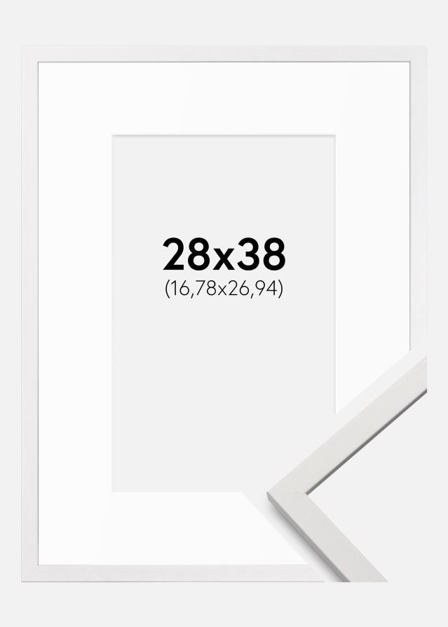 Ram med passepartou Rahmen Edsbyn Weiß 28x38 cm - Passepartout Weiß 7x11 inches