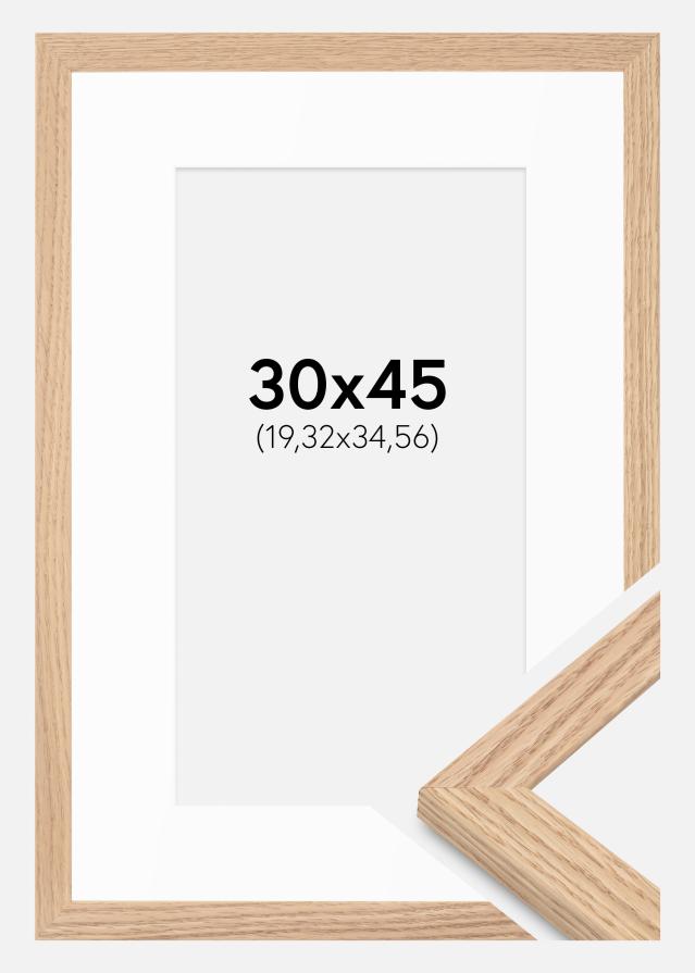 Ram med passepartou Rahmen Tidlös Massiv Eiche 30x45 cm - Passepartout Weiß 8x14 inches