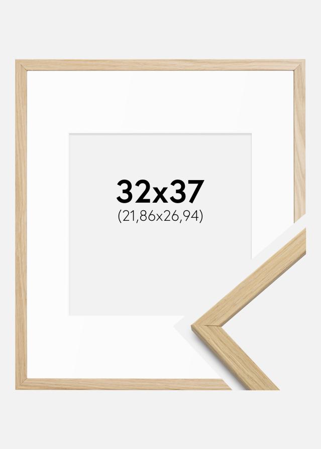 Ram med passepartou Rahmen Edsbyn Eiche 32x37 cm - Passepartout Weiß 9x11 inches