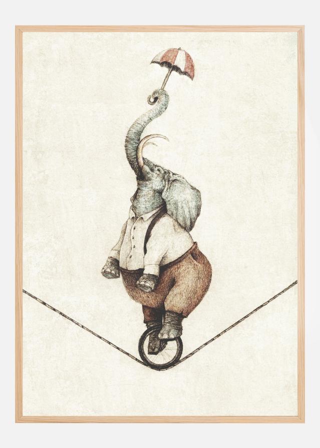 Bildverkstad Unicycle While Holding An Umbrella Poster