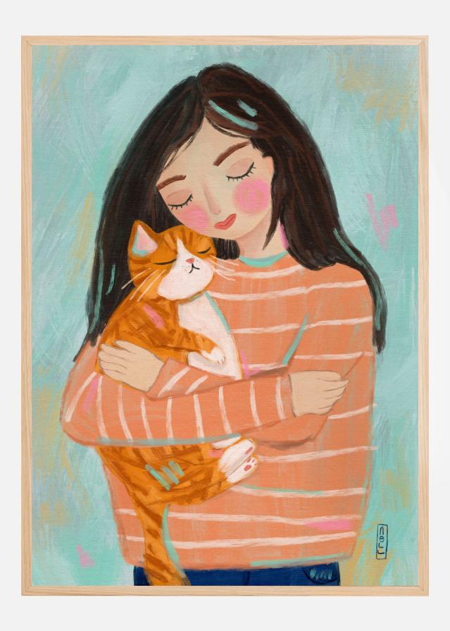 Bildverkstad Hugging a Cat Poster