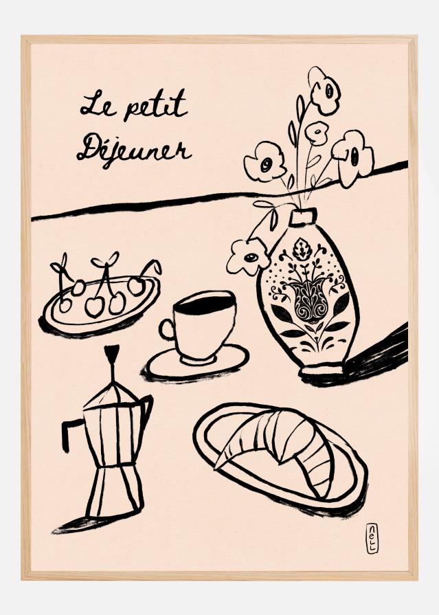 Bildverkstad Le Petit Dejeuner Breakfast in Black Poster