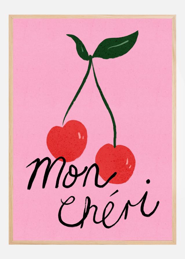 Bildverkstad Mon Cheri Cherry Typography Purple Poster