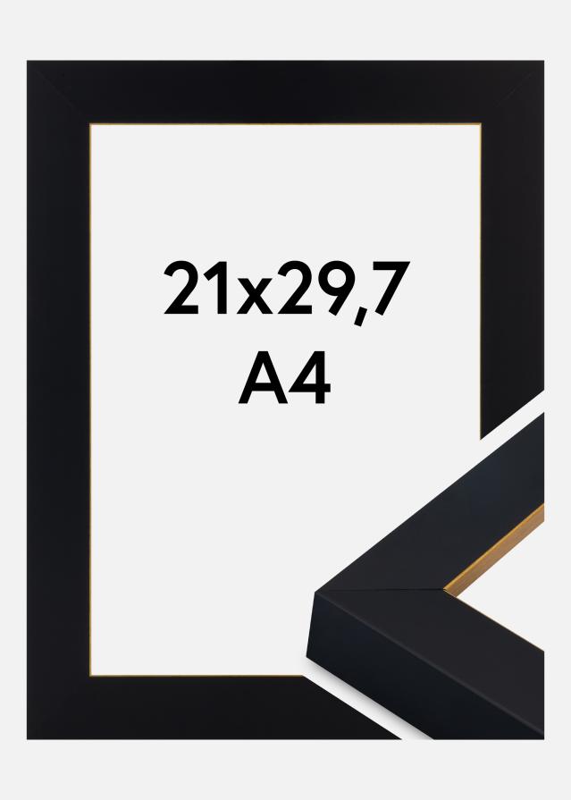 Jämtlands Ramfabrik Rahmen Sussex Acrylglas Schwarz/Gold 21x29,7 cm (A4)