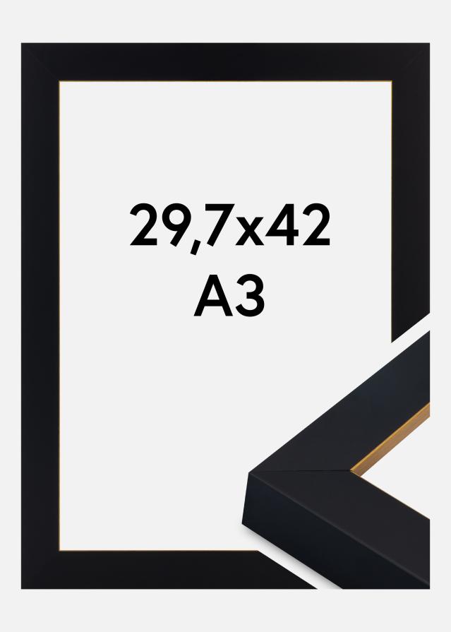 Jämtlands Ramfabrik Rahmen Sussex Acrylglas Schwarz/Gold 29,7x42 cm (A3)