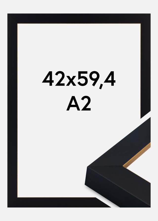 Jämtlands Ramfabrik Rahmen Sussex Acrylglas Schwarz/Gold 42x59,4 cm (A2)