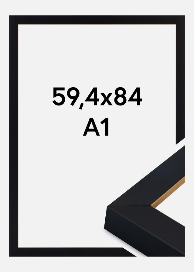 Jämtlands Ramfabrik Rahmen Sussex Acrylglas Schwarz/Gold 59,4x84,1 cm (A1)