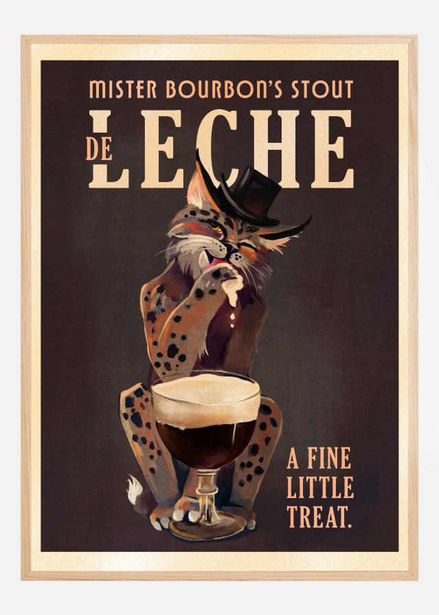 Bildverkstad Bourbon De Leche Guinness Style Cat Art Poster