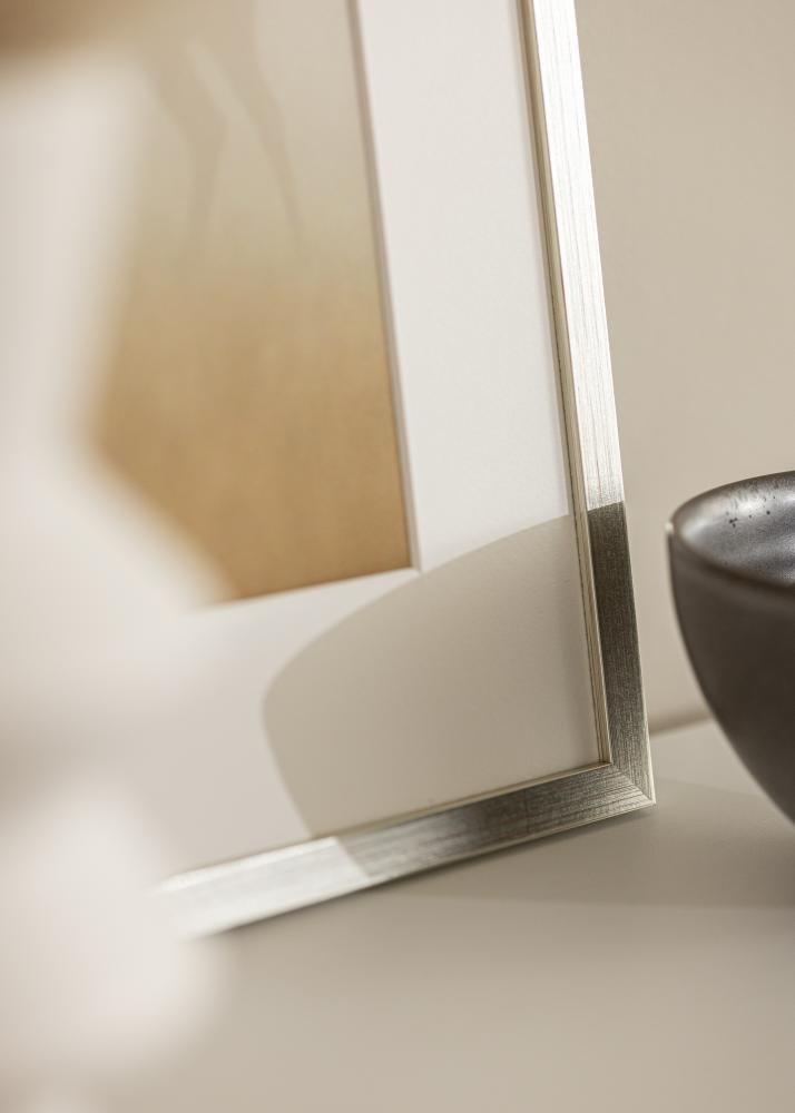 Ram med passepartou Rahmen Edsbyn Silber 40x45 cm - Passepartout Weiß 11x13 inches