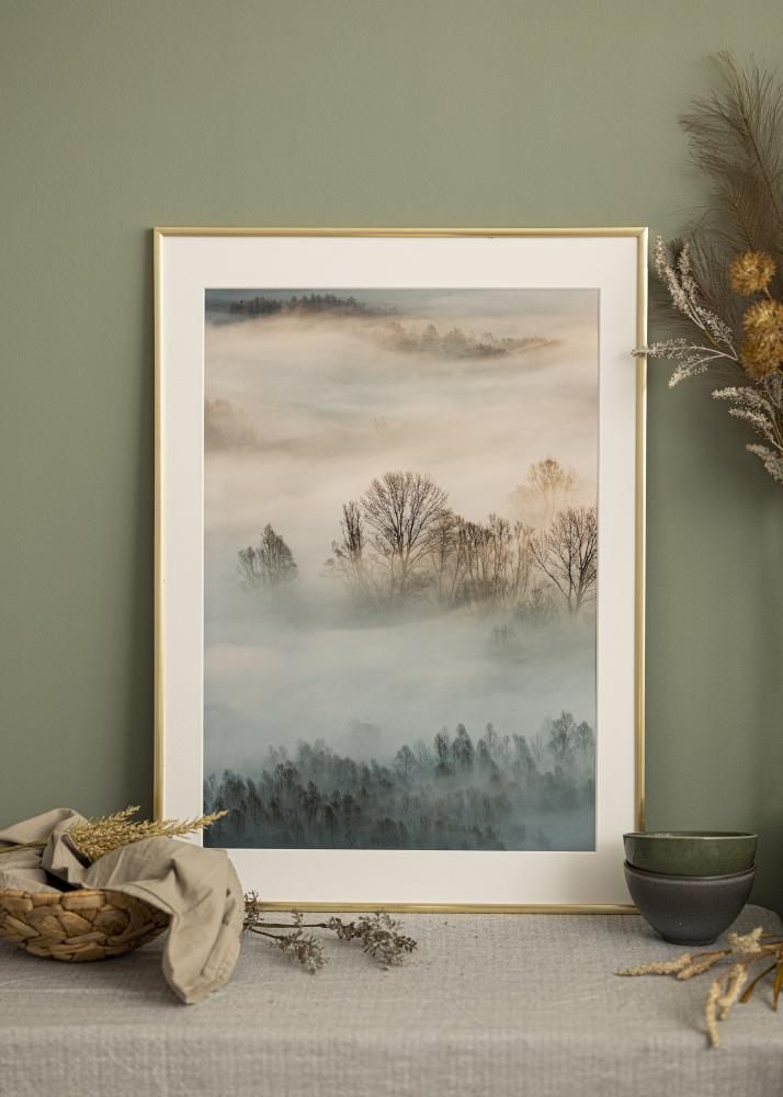 Ram med passepartou Rahmen New Lifestyle Gold 30x30 cm - Passepartout Weiß 19x19 cm