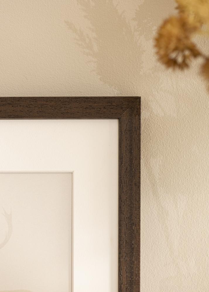 Ram med passepartou Rahmen braun holz 68x98 cm - Passepartout Weiß 56x76 cm