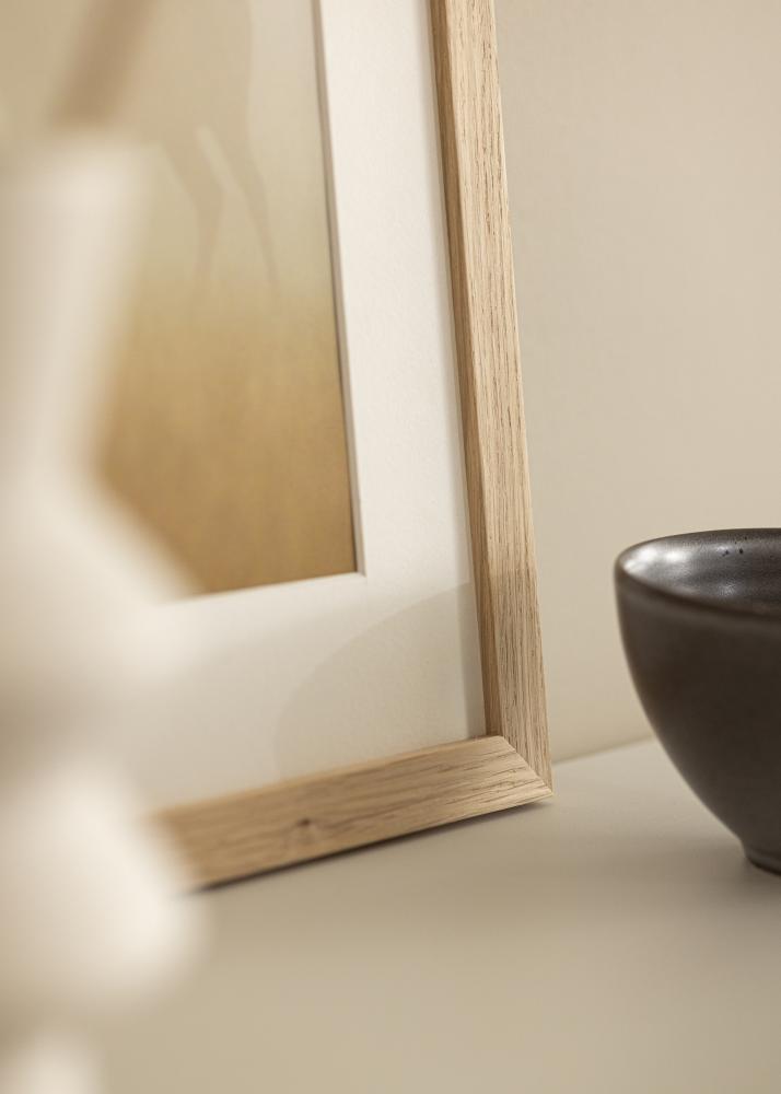 Ram med passepartou Rahmen Eiche holz 45x90 cm - Passepartout Weiß 23x70 cm