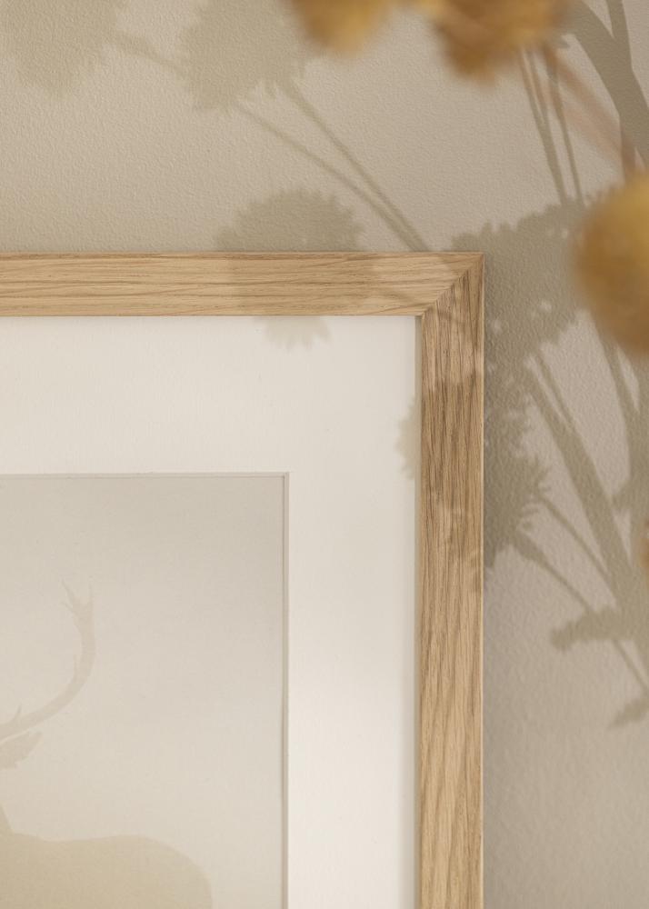 Ram med passepartou Rahmen Eiche holz 45x90 cm - Passepartout Weiß 23x70 cm