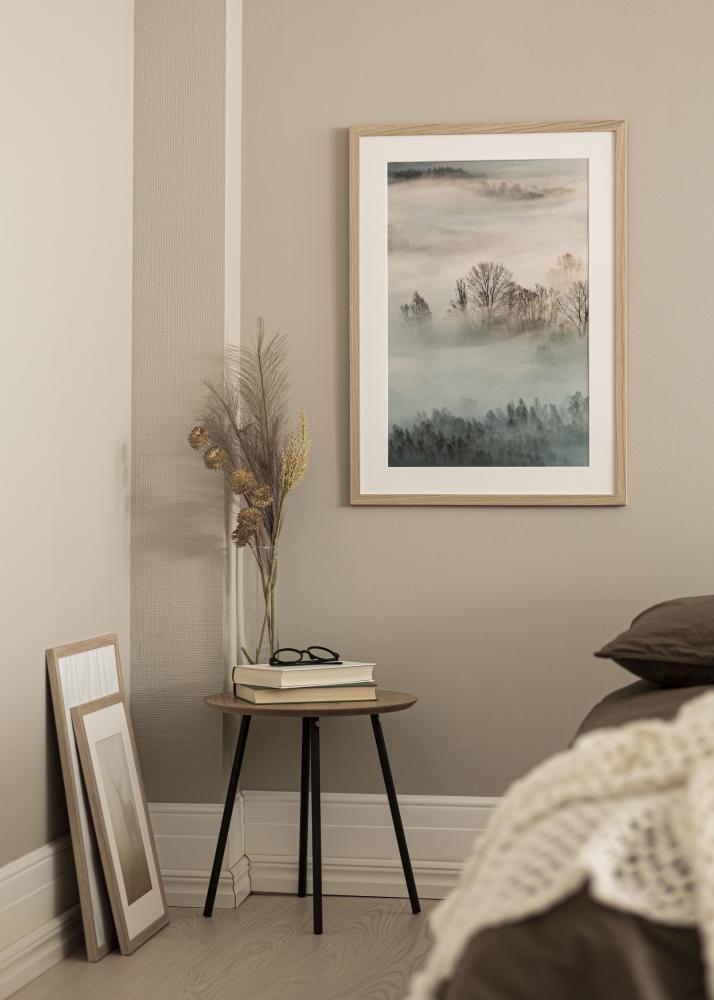 Ram med passepartou Rahmen Eiche holz 45x90 cm - Passepartout Weiß 23x70 cm