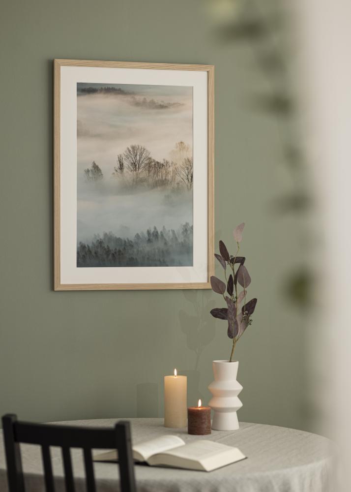 Ram med passepartou Rahmen Eiche holz 45x90 cm - Passepartout Weiß 23x70 cm