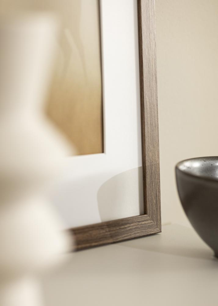 Ram med passepartou Rahmen Stilren kalt braun 50x70 cm - Passepartout Weiß 15x23 inches