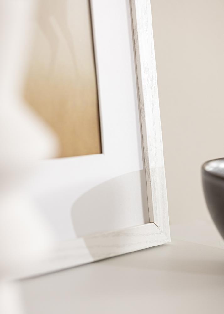 Ram med passepartou Rahmen Stilren weiße Eiche 40x50 cm - Passepartout Weiß 12x15 inches