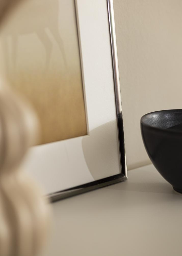 Ram med passepartou Rahmen New Lifestyle Stahl 10x18 cm - Passepartout Weiß 8x10 cm