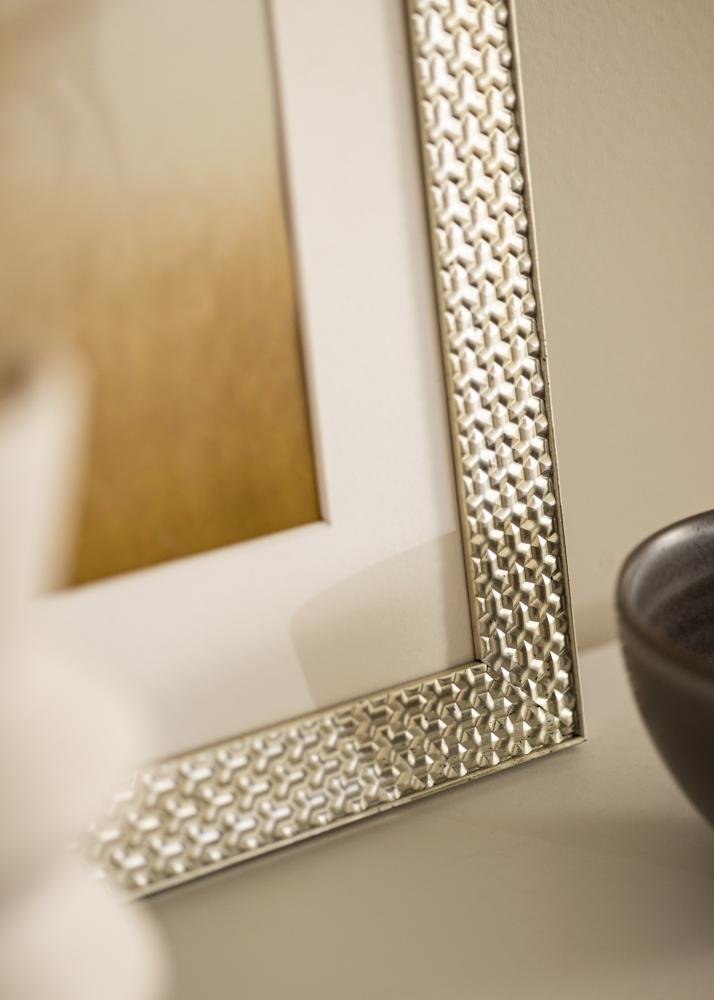 Ram med passepartou Rahmen Grace Silber 30x40 cm - Passepartout Weiß 22x32 cm