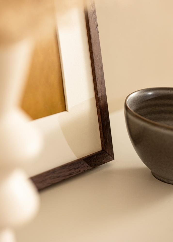 Ram med passepartou Rahmen Ares Teak 40x60 cm - Passepartout Weiß 25x50 cm