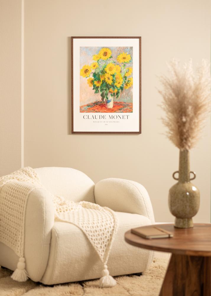 Ram med passepartou Rahmen Ares Teak 40x60 cm - Passepartout Weiß 25x50 cm