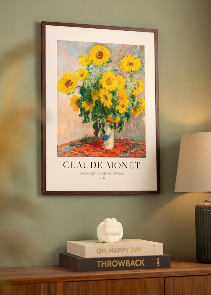 Ram med passepartou Rahmen Ares Teak 40x60 cm - Passepartout Weiß 25x50 cm