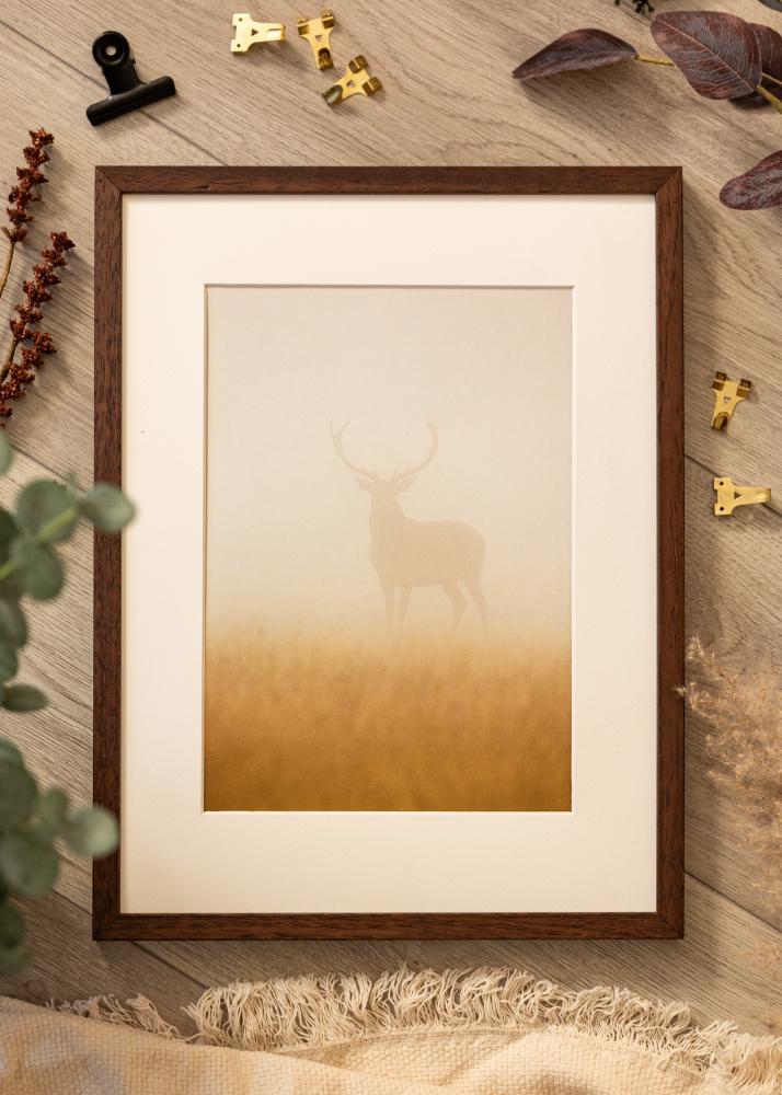 Ram med passepartou Rahmen Ares Teak 40x60 cm - Passepartout Weiß 25x50 cm