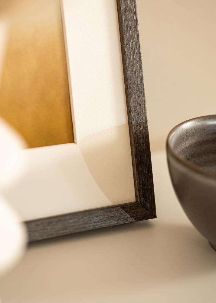 Ram med passepartou Rahmen Ares Grau Eiche 40x50 cm - Passepartout Weiß 28x35 cm