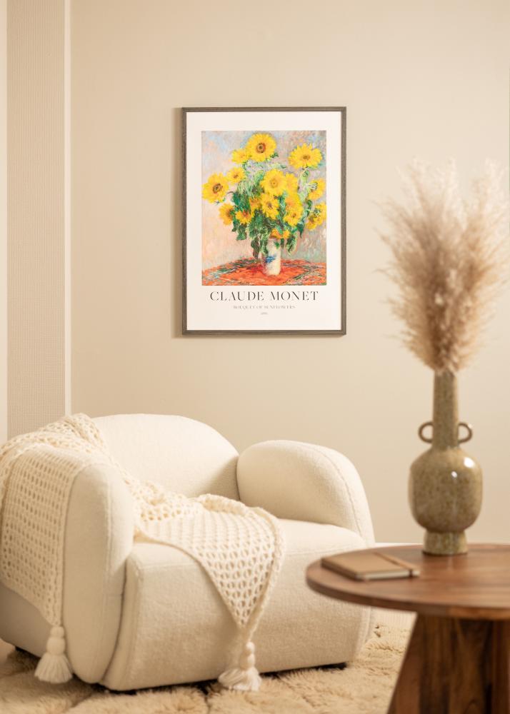 Ram med passepartou Rahmen Ares Grau Eiche 40x50 cm - Passepartout Weiß 28x35 cm