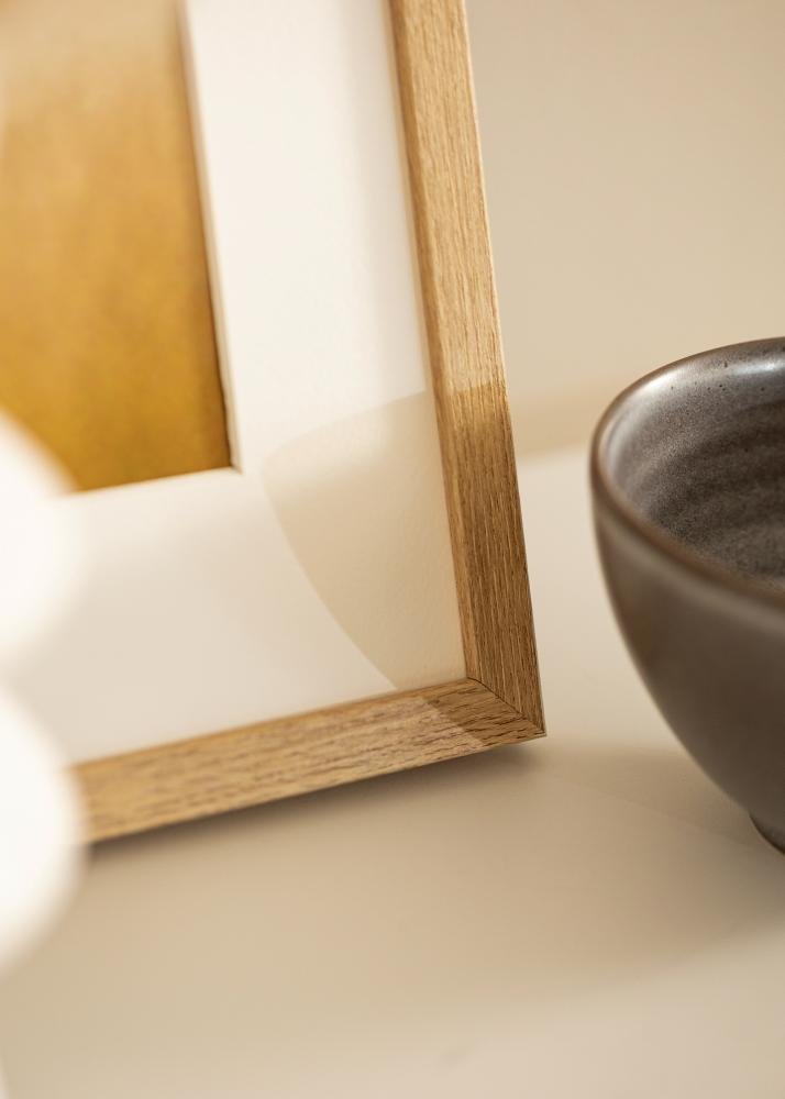 Ram med passepartou Rahmen Ares Natur Eiche 50x70 cm - Passepartout Weiß 15x23 inches